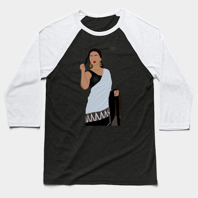 Faceless Indian woman in saree and sleeveless black blouse Baseball T-Shirt by The Shop Sparks